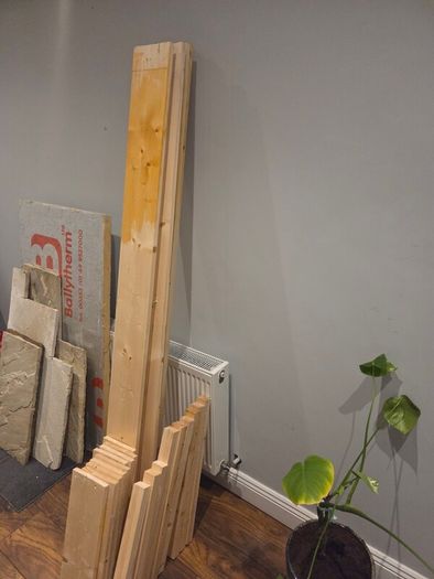 Bundle of pine timber for DIY projects