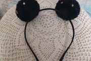 Black fluffy pom-pom ears headband