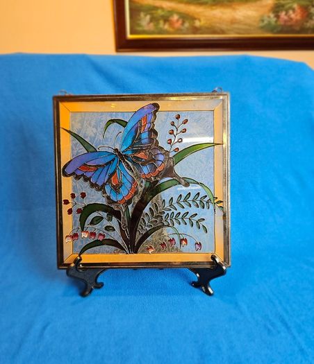 Tiffany Style Stained Glass Butterfly Panel - Window Hanging / Suncatcher  , window decoration