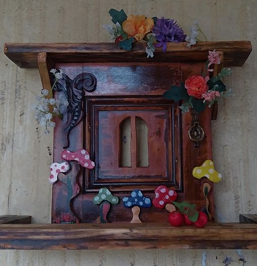 Rustic Fairy Door Floating Shelf