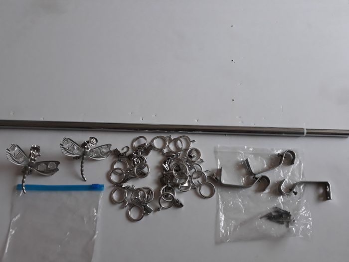 Curtain Metal Pole Set Including 24 Plastic Rings