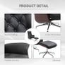 Executive Office Chair Recliner PU Leather w/ Footrest Black Image 8