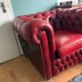 Red leather chesterfield arm chair vintage Image 2