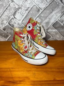 Converse All Star Chuck Taylor Hawaiian Print Hisbiscus Flowers Ladies Hi Top Trainers UK5 EUR37.5