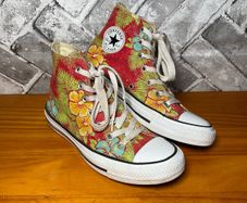 Converse All Star Chuck Taylor Hawaiian Print Hisbiscus Flowers Ladies Hi Top Trainers UK5 EUR37.5