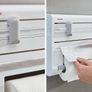 Kitchen Roll Dispenser, Wall-Mounted Film, Foil and Paper Holder, Easy-Install Cling Film Dispenser and Cutter, White, 38 x 26 x 7 cm Image 4