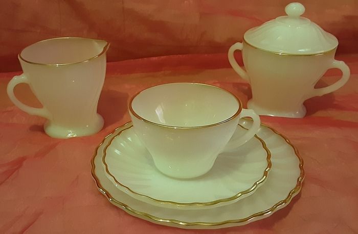 American milk white tea service, PRICE DROP