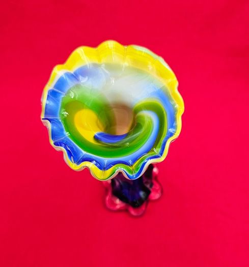 Murano Style Blown Glass . Art Glass  Vase Bent Tree Trunk-Flower