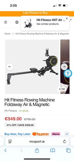 Hit Fitness Rowing Machine Foldaway Air & Magnetic