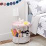 Round Storage End Table, Dusty Pink With Heather Grey Fabric, 44.96 cm D x 44.96 cm W x 48 cm H Image 2