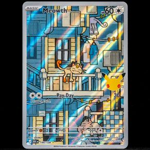 Meowth 144/128 Illustration Holo Rare 30th Celebration Anniversary Pokemon Card AR