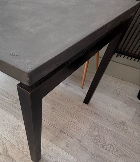 8 Person Dining Table with Concrete Top and Black Legs (chairs not included)