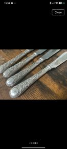 Set of vintage silver plated fish knives