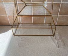 Art Deco Tissue Bix Holder Clear glass & Brass