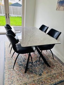 Elana 1.6m Dining Table (Grey) + 4 Chairs