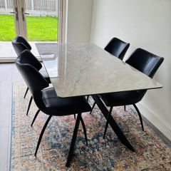 Elana 1.6m Dining Table (Grey) + 4 Chairs