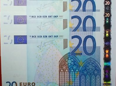 banknotes euro 2002 unc consecutive serial nr