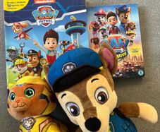 Paw patrol dvd, teddies and book with figures