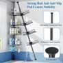 4-Tier Rustproof Telescopic Corner Shower Caddy, Height Adjustable No Drilling Bathroom Storage Accessory Shelf Organiser from 58.5 to 317.5 cm, with 4 Large Capacity Adjustable Baskets, Black Image 7