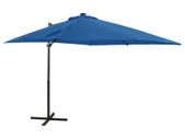 Cantilever Umbrella with Pole and LED Lights Azure Blue 250 cm