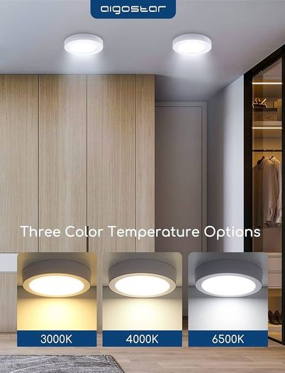 6W 620LM Round LED Ceiling Light 6500K, 51W Equivalent Lighting Ceiling, Small, Dome, Modern, Flush Ceiling Light for Bedroom, Kitchen, Porch, Hallway, Utility 2Pack