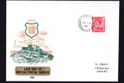 1969 Jersey Illustrated Cover Commemorating Last day of British Postal Service (before postal independence) tying 4d Wildings definitive stamp on 30th September 1969.