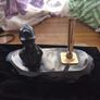 Unique find: Vintage Anthracite Coal/coal miner Brass Writing Pen Stand Desk Image 3