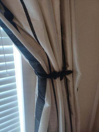 Black Metal Curtain Pole & Tiebacks