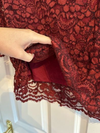 New Fig Women's Burgundy Crochet Top - Size medium