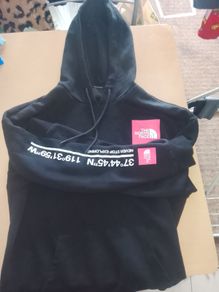 North Face Black, Pink and White Logo Hoodie