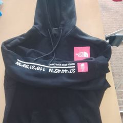 North Face Black, Pink and White Logo Hoodie