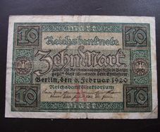 Germany. Reichsbanknote. 10 Mark (6.2.1920)