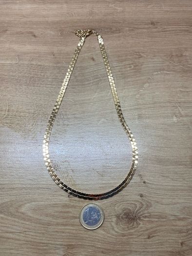 Gold Coloured Metal Flat Chain Necklace