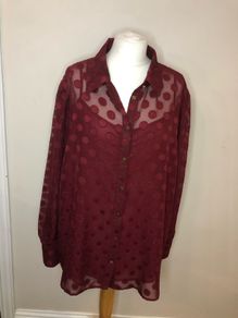 Wallis wine chiffon blouse & cami top (size 28)