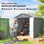 Garden Storage Shed 4x3ft Lockable Aluminium Outdoor Grey Image 4