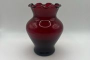 1940s Vintage Anchor Hocking Royal Ruby Red Glass Vase