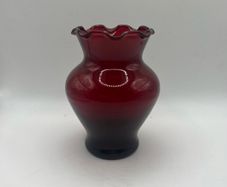 1940s Vintage Anchor Hocking Royal Ruby Red Glass Vase