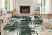 160x230cm Large Modern Abstract Rugs Living Room Non-slip Area Rug Short Pile Faux Wool Bedroom Carpet Lightweight Washable Minimalist Floor Carpet for Living Room Bedroom Office Decor, Green