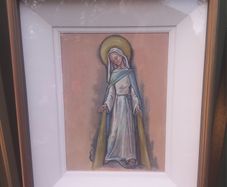 Framed painting of Our Lady. Lovely condition, D18
