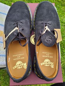 Brand New Dr Martens Made in England Grey Nubuck Leather Shoes - Size 8 UK