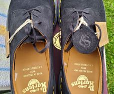 Brand New Dr Martens Made in England Grey Nubuck Leather Shoes - Size 8 UK