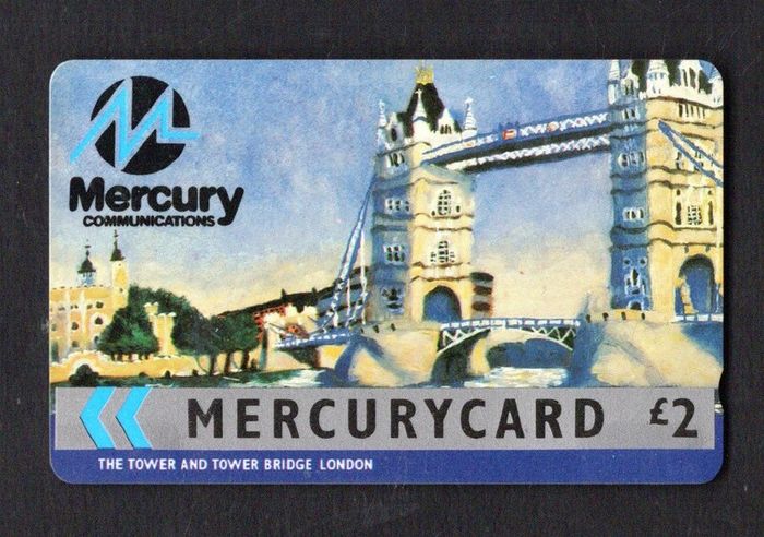 Great Britain Mercury The Tower and Tower Bridge London England (Mercury Pager)(GPT - Magnetic) Phone Card