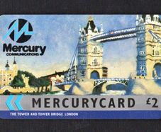 Great Britain Mercury The Tower and Tower Bridge London England (Mercury Pager)(GPT - Magnetic) Phone Card
