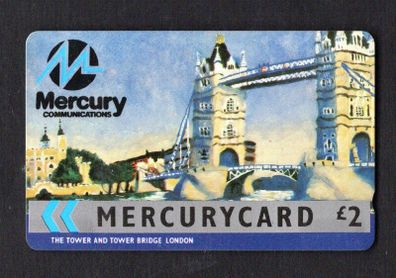 Great Britain Mercury The Tower and Tower Bridge London England (Mercury Pager)(GPT - Magnetic) Phone Card