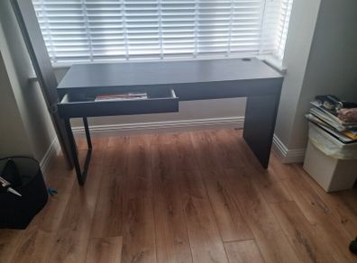 Black computer desk with two drawers