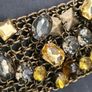 Monsoon, Bracelet Chunky Gold Tone with Amber Yellow Grey Rhinestones Image 4
