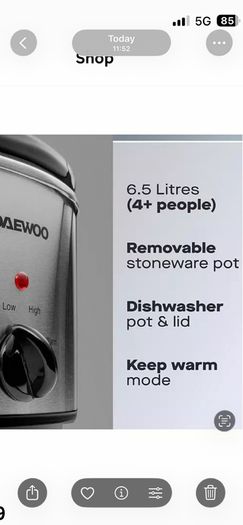 Daewoo Slow Cooker 6.5 Ltr