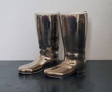 Vintage pair of Grenadier silverplate riding boots/shot measure