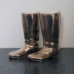 Vintage pair of Grenadier silverplate riding boots/shot measure