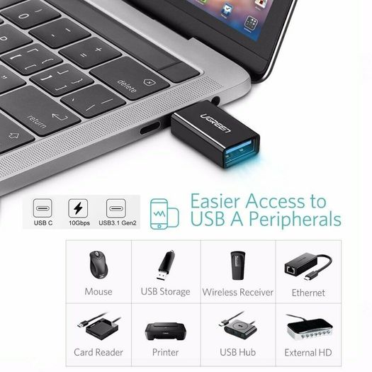 2 X Ugreen USB 3.1 Gen 2 (10 Gbps) Type-C (Male) to Type-A (Female) OTG Adapter/Convertor (Brand New/Warranty)